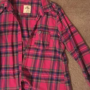 Pink Flannel Long Sleeve Hollister Top